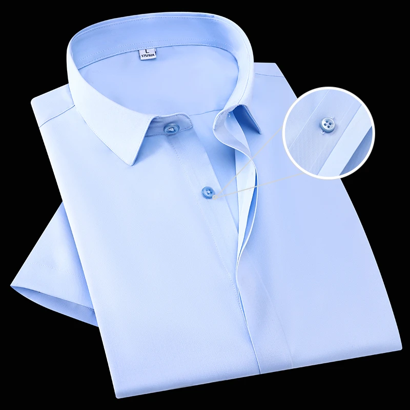 莫代尔短袖衬衫男加肥加大码夏季商务休闲衬衣胖子职业衬衣特大号