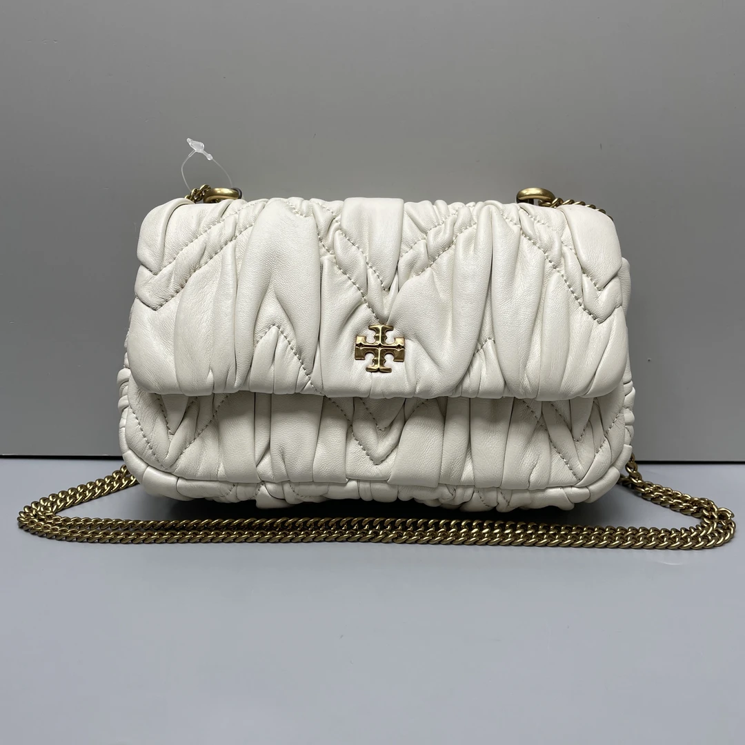 95新 TORY BURCH/汤丽柏琦 kira褶皱链条包18*11*5cmE092303