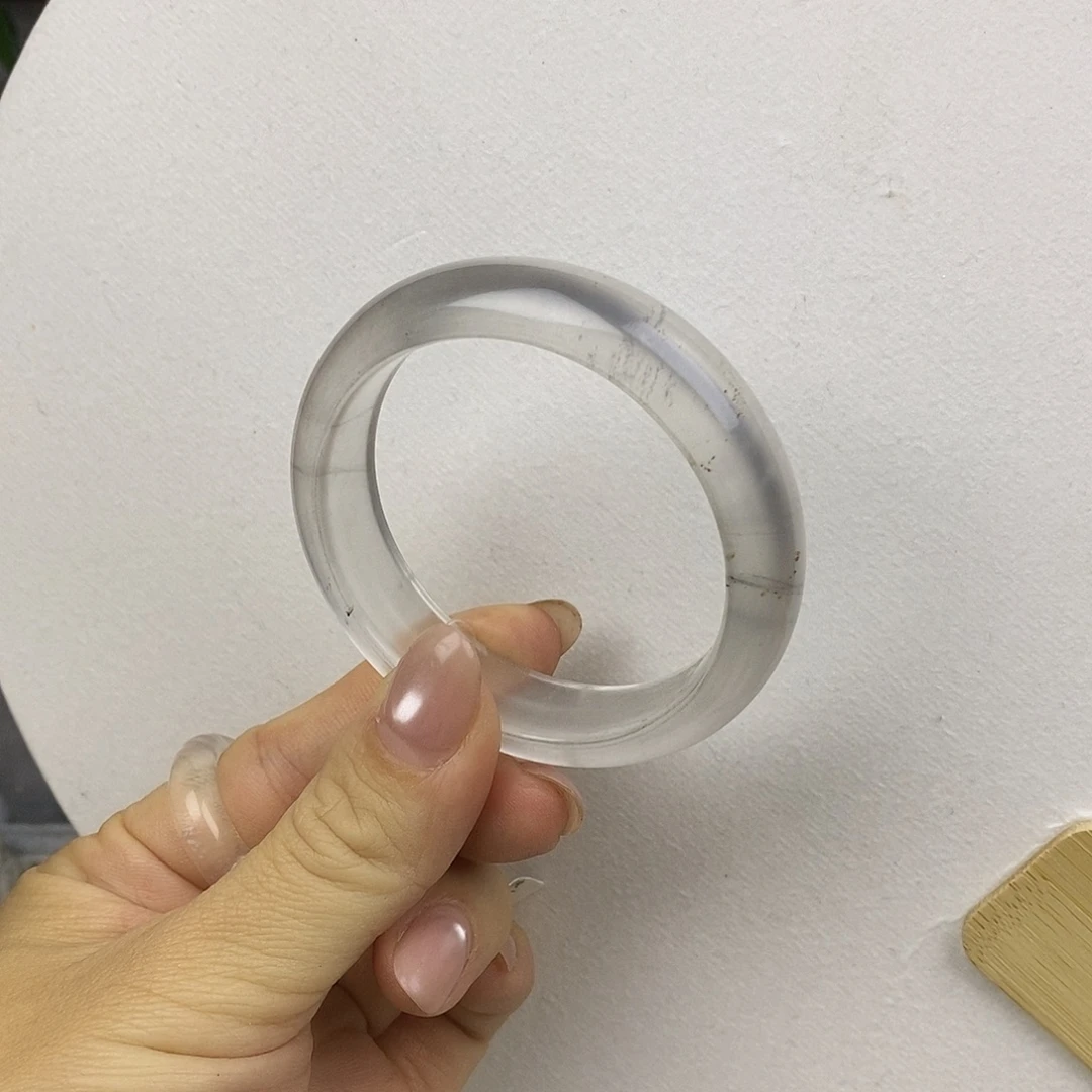 石英质玉未镶嵌手镯51.2黑钢撒金6054