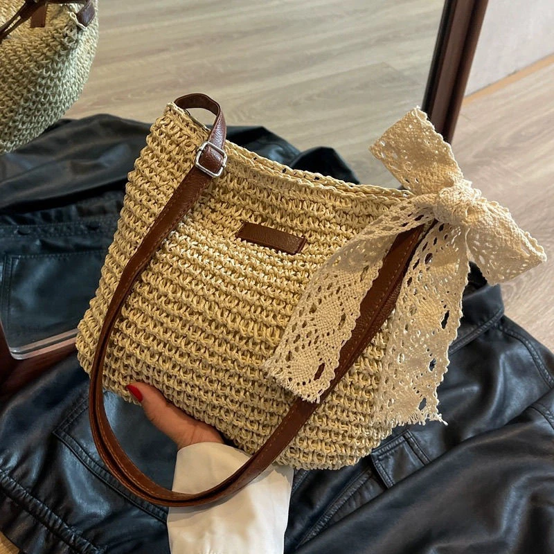 【90%好评率】柏雅图草编包女2025夏季新款潮网红百搭斜挎包沙滩包