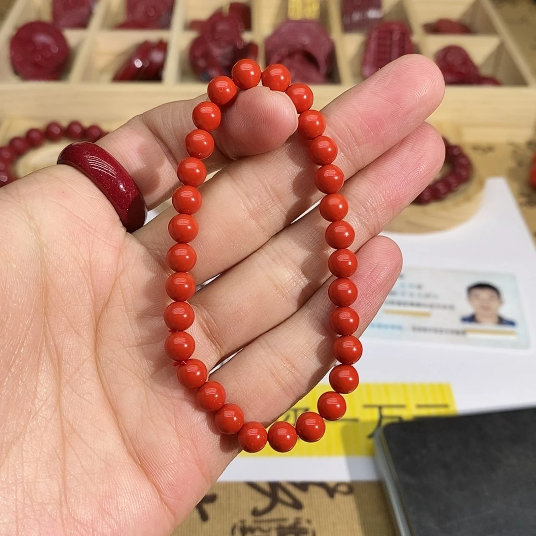 天然辰砂红砂手串6毫米
