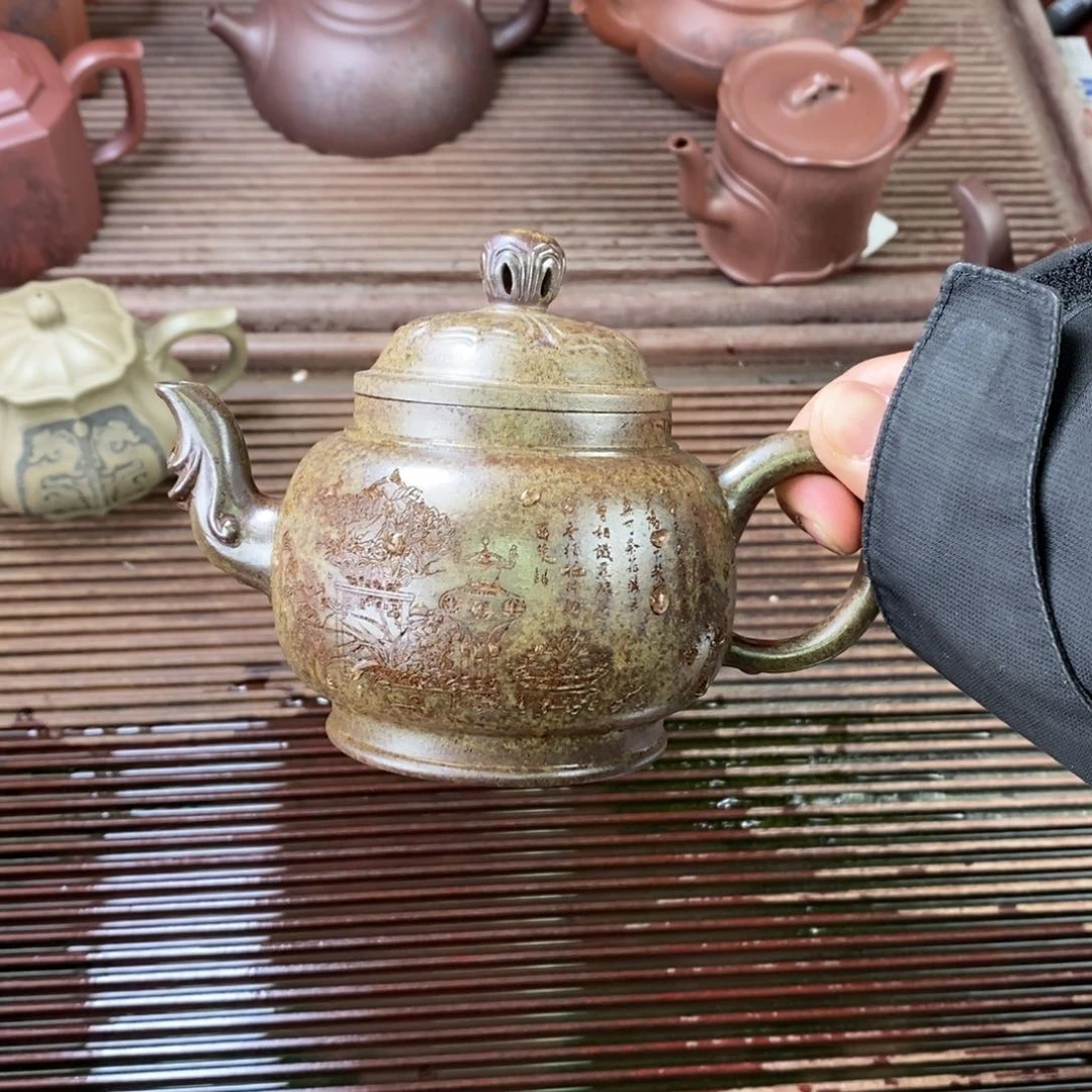 紫砂茶壶白14 宫灯 降坡柴烧