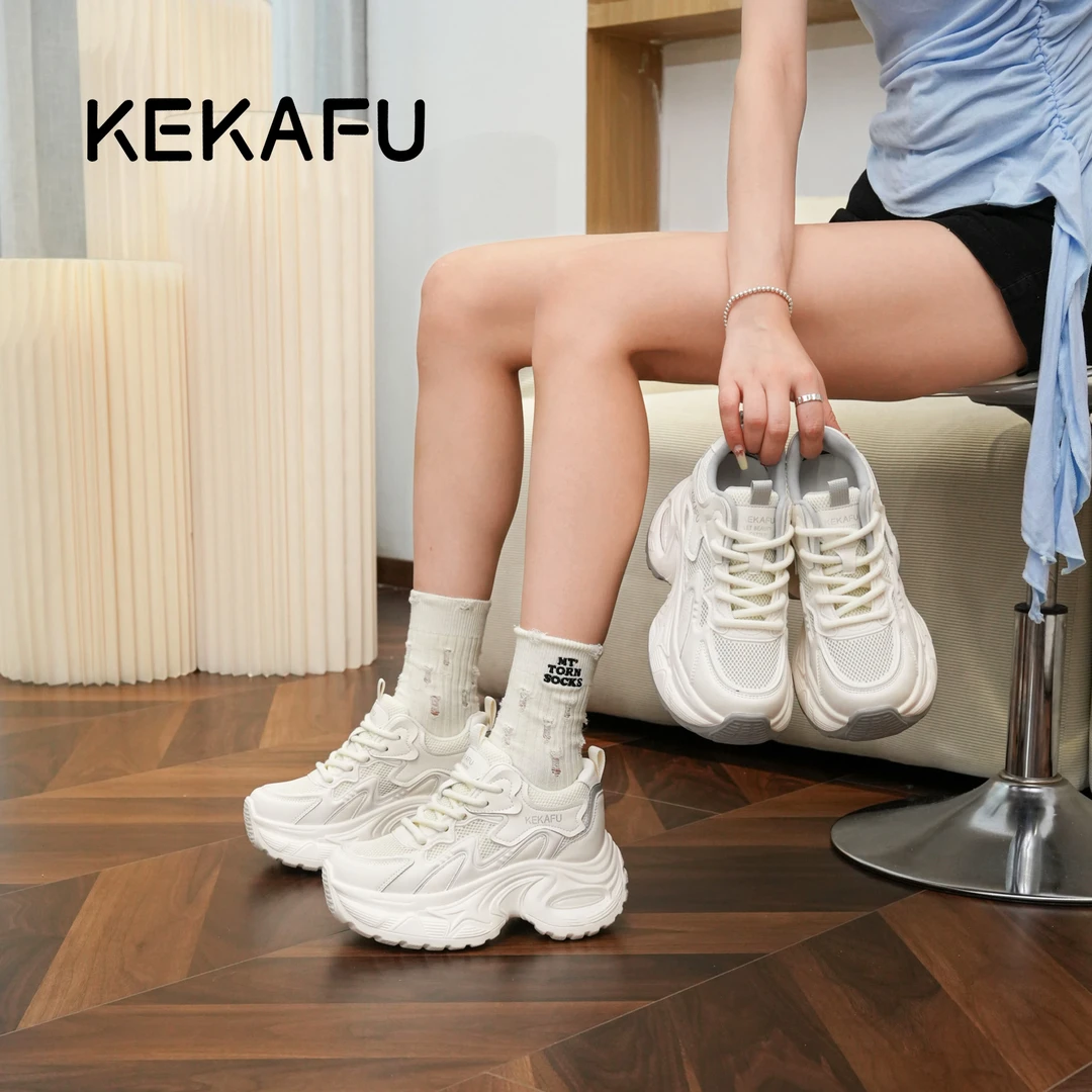 KEKAFU/珂卡芙2025年新款增高显脚小【厚底增高9CM】时尚老爹鞋