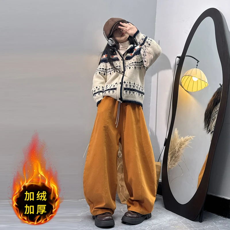 【毛妈潮牌】女童春秋费尔岛开衫毛衣2025新款大童时髦洋气百搭毛衣