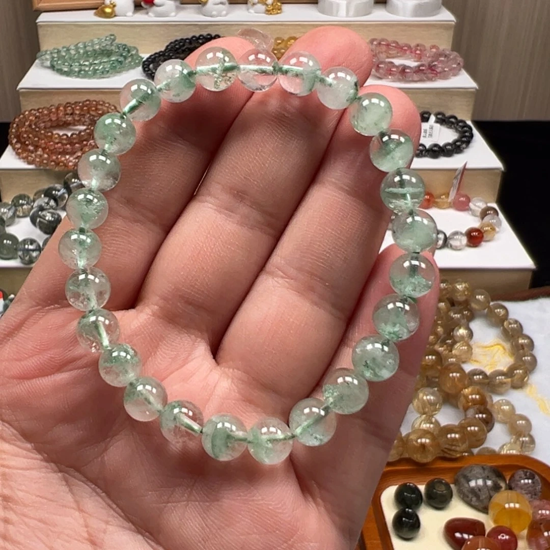 水晶手串未镶嵌开播福利翠幽灵卡7mm