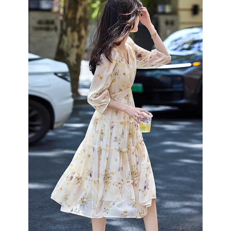 【编号4】【鎏金海棠】时尚气质显瘦连衣裙温婉大方衣服SXL25134