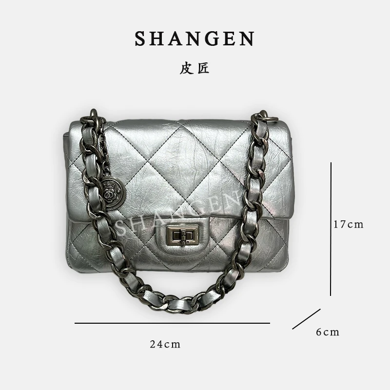 【母亲节礼物】ZT-D7193-银色-轻奢时尚女士新款单肩斜挎包