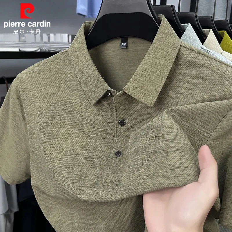 皮尔卡丹夏季新款翻领短袖T恤宽松男装时尚休闲半袖体恤冰丝POLO