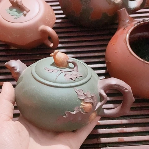茶杯绿泥宜兴紫砂全手工制作
