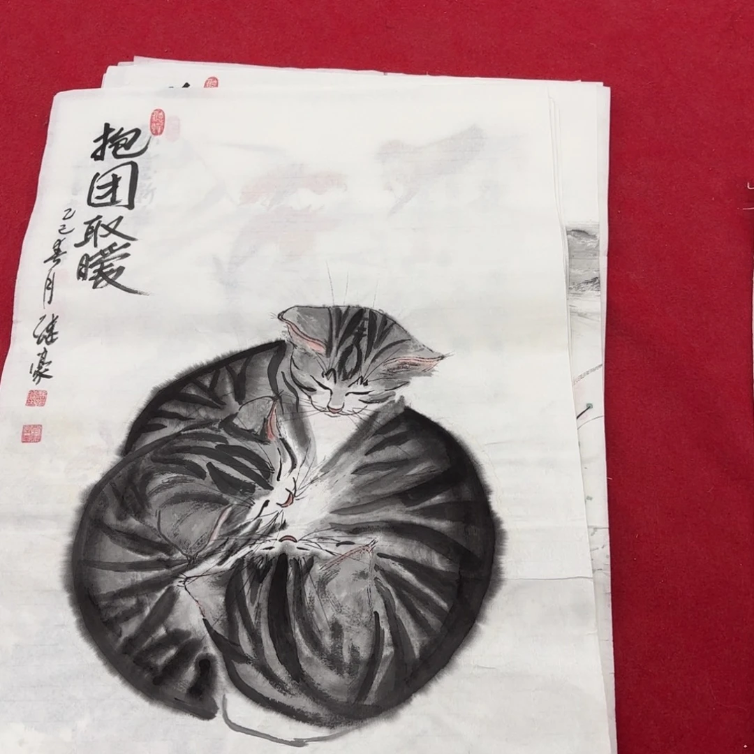 国画花鸟等图案为一体而