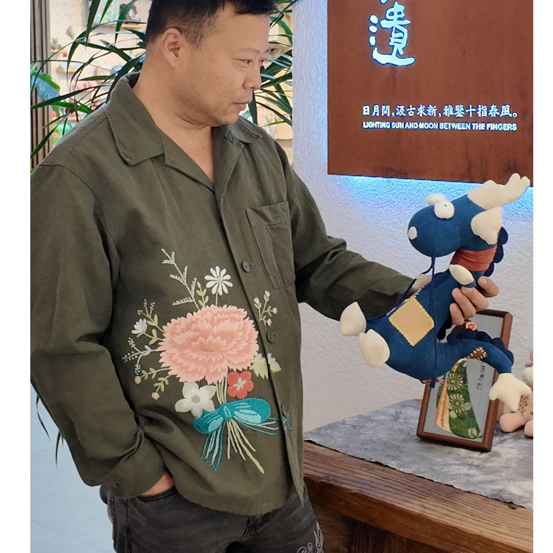 大叔专属福利指间非遗鲁绣diy手工衣服刺绣材料包