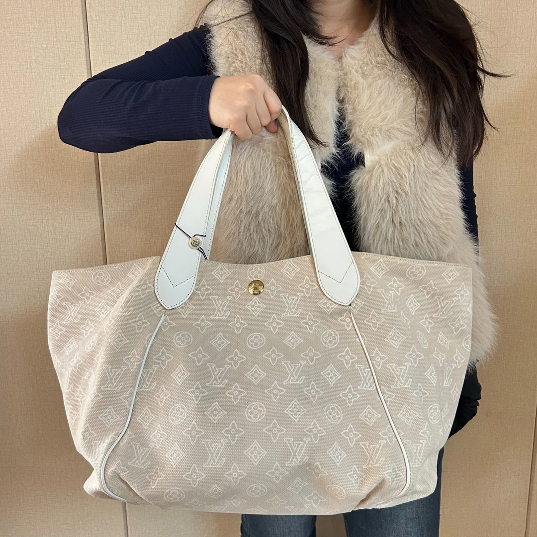95新 LouisVuitton/路易威登 拼色帆布单肩托特包/云海优选/54873