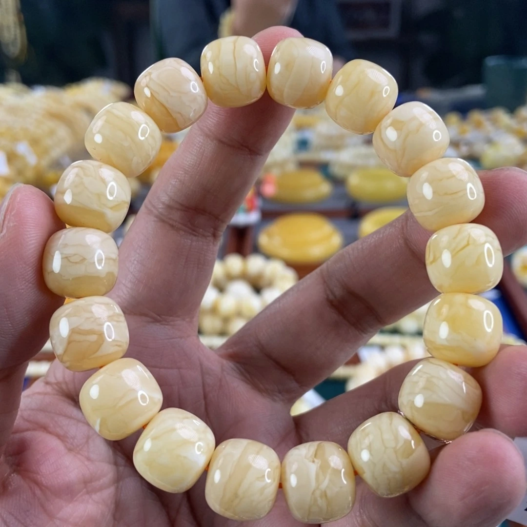 琥珀珠宝奇石未镶嵌13虎皮纹同料串24.3