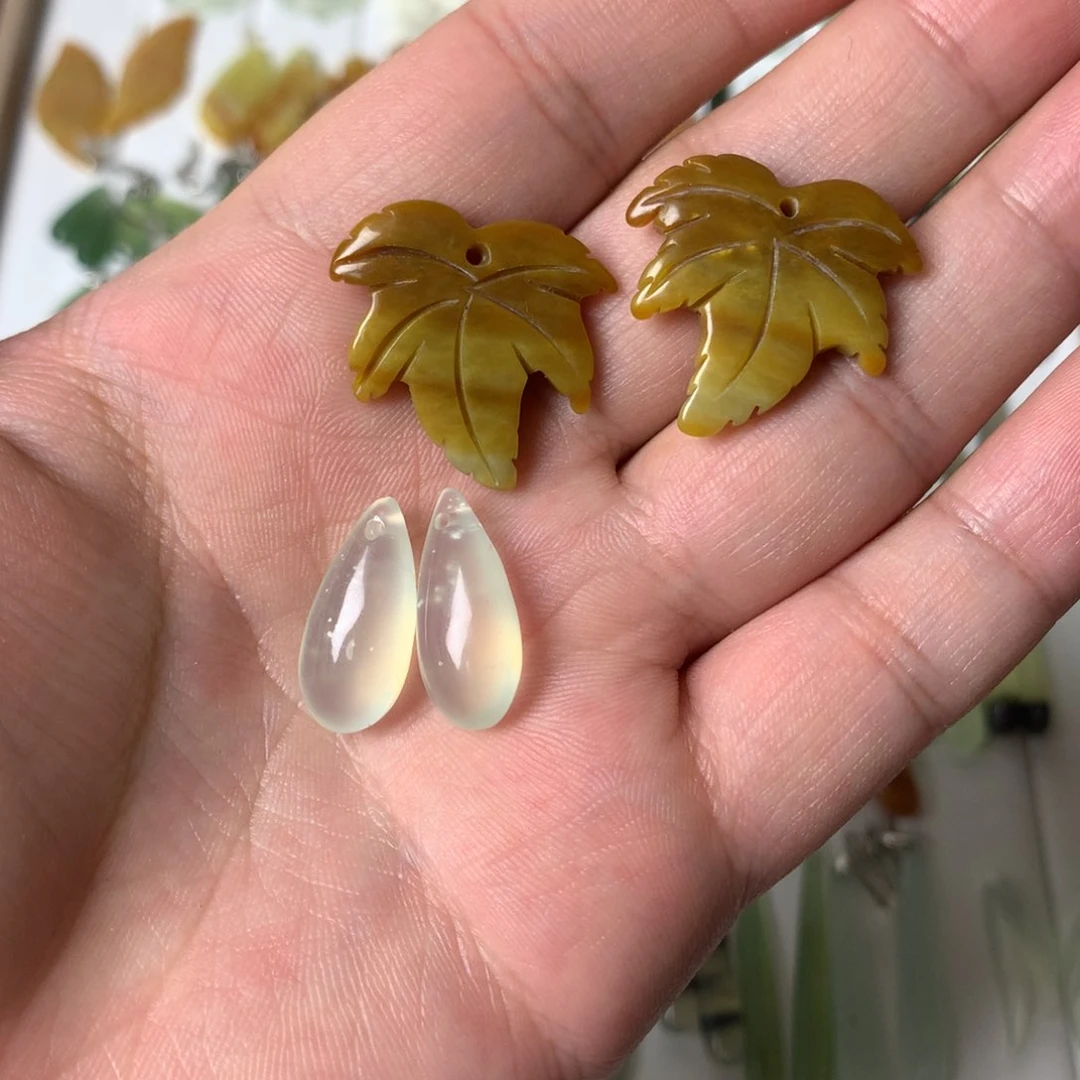 蛇纹石玉耳饰未镶嵌你*