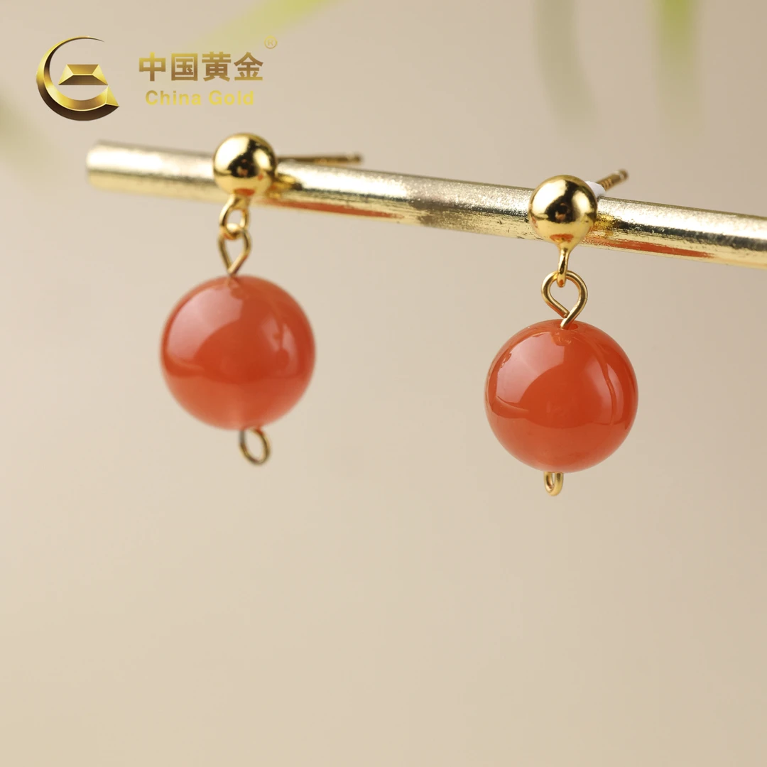 【中国黄金】 莲昕 | 南红*耳饰*S925银镶嵌-R1908-格