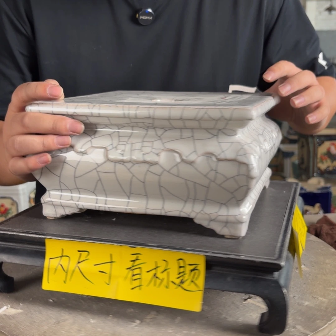 。一风堂石湾花盆 修补痕迹 面宽23高12