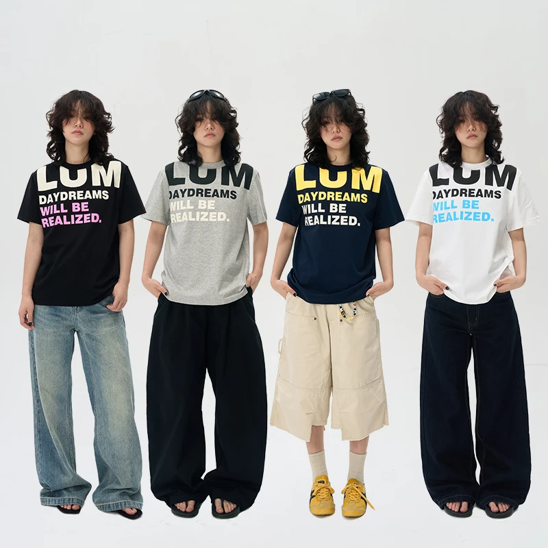 Luminelle美式复古正肩T恤索罗娜小领口250g短袖情侣凉感透气上衣