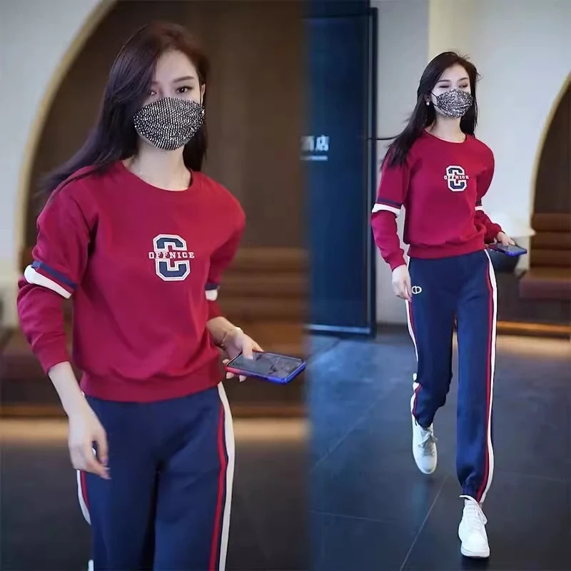 网红爆款休闲套装女2025秋季新款时尚宽松显瘦卫衣卫裤运动两件套