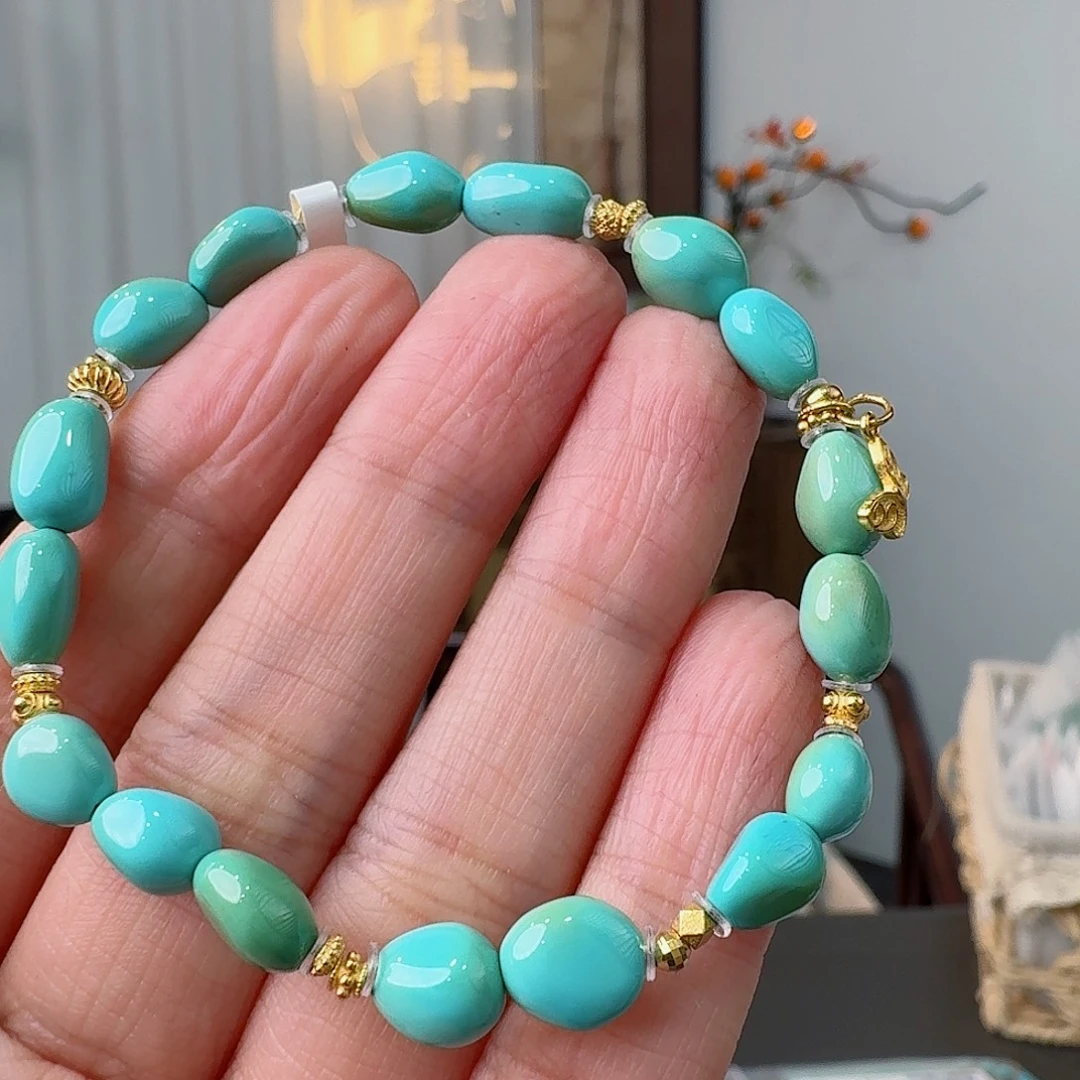 绿松石18K金镶嵌珠宝奇石