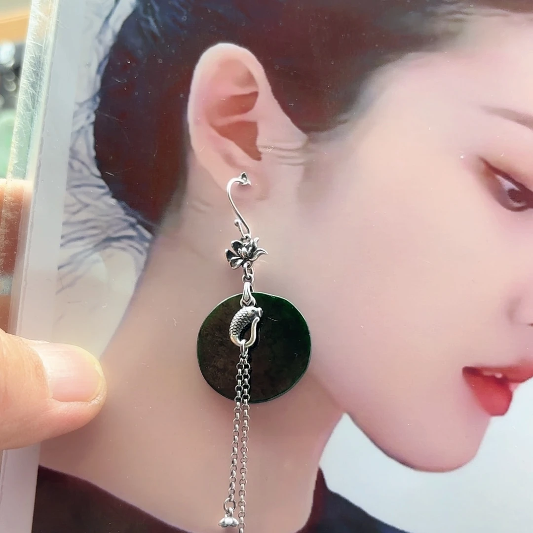 翡翠耳饰银S925镶嵌✨*✨