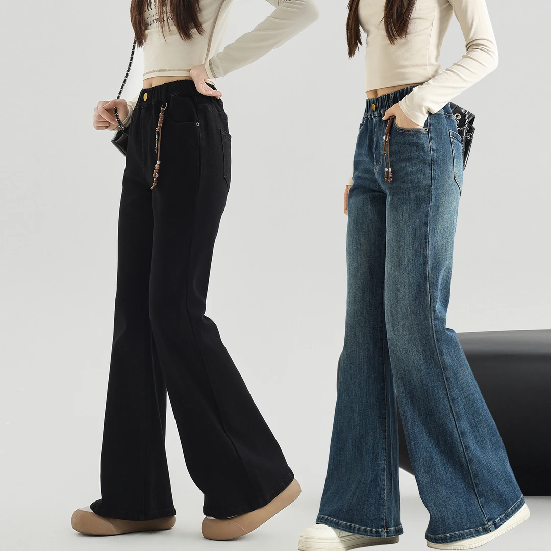 【微喇牛仔裤】女大童秋季新款裤子2025宽松长裤初中学生洋气85577