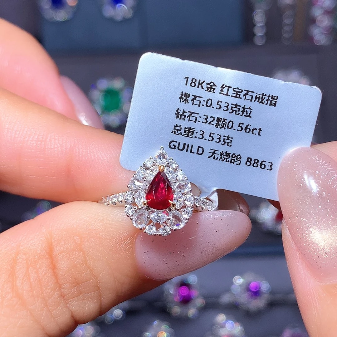 戒指红宝石18K金镶嵌
