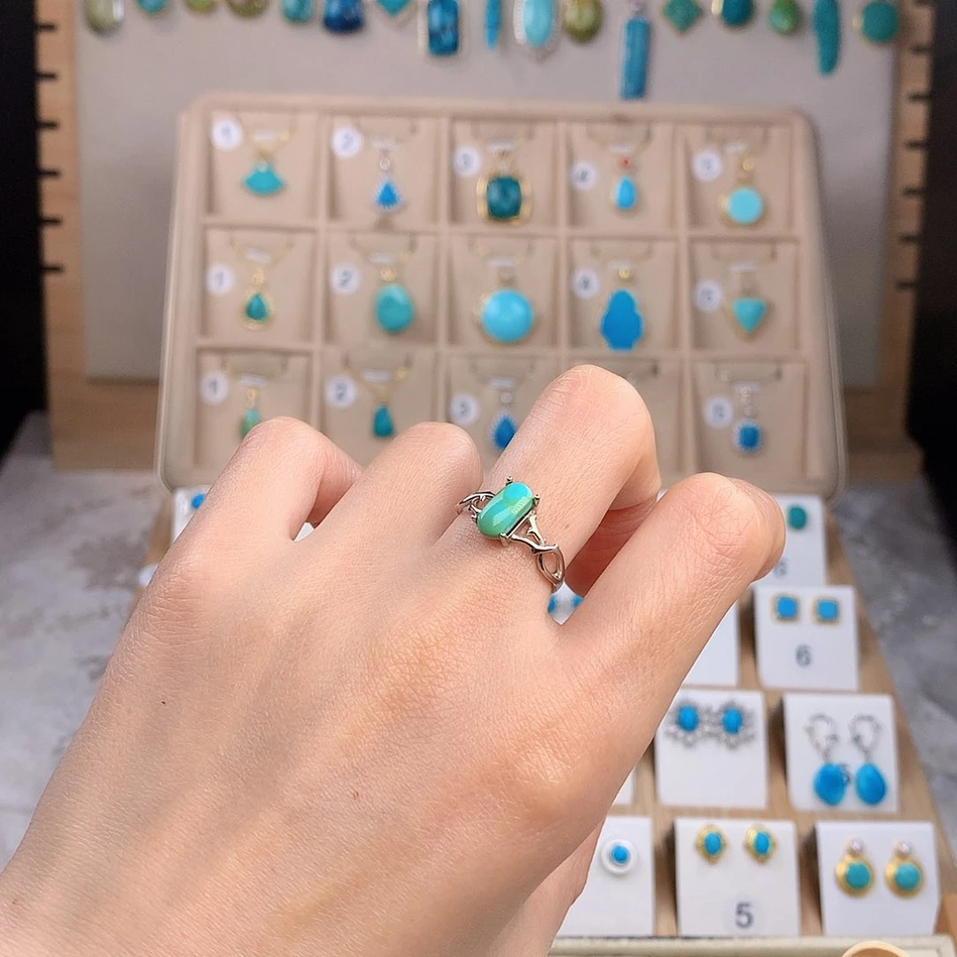 绿松石银S925镶嵌戒指