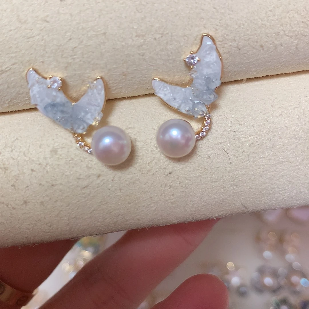 淡水珍珠耳饰合金