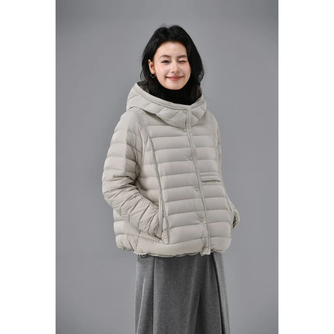 连帽排骨感时尚保暖白鸭绒羽绒服外套ZYD055几里