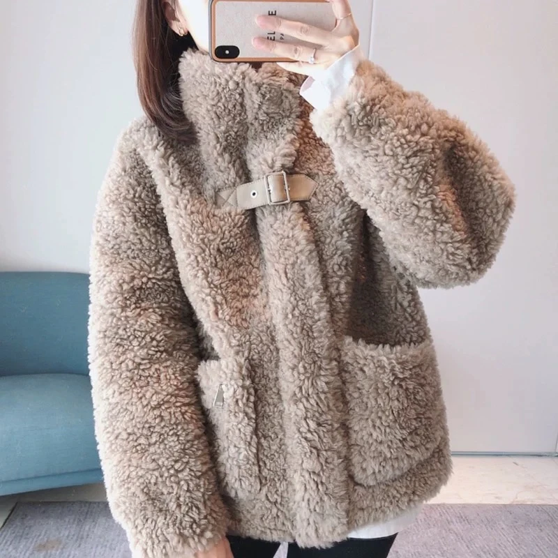 8994  2025新款韩版宽松名媛小香风摇粒绒加厚外搭羊羔毛外套