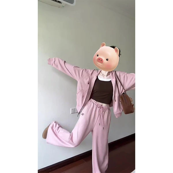 春秋季休闲运动套装2025新款时尚高腰阔腿裤连帽卫衣时尚两件套