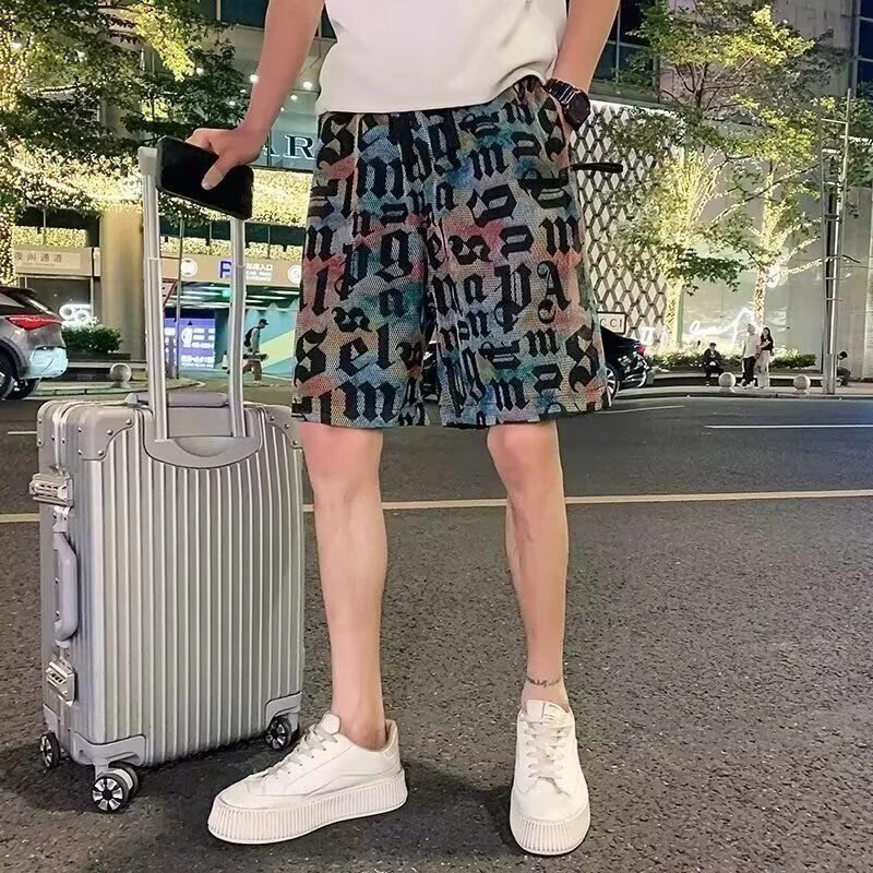 休闲裤男士夏季短裤时尚潮流五分裤宽松直筒港风百搭运动沙滩短裤