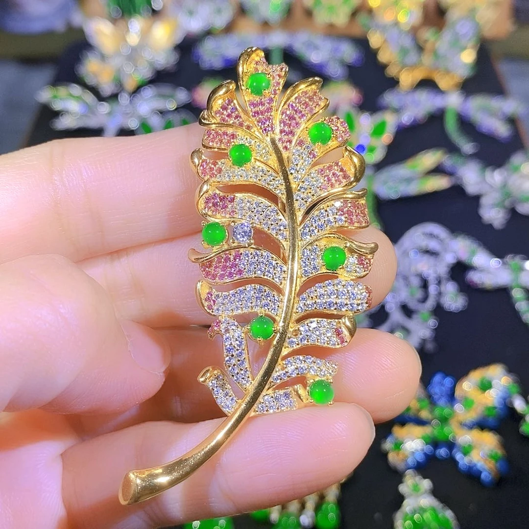 吊坠(不含链)银S925镶嵌翡翠