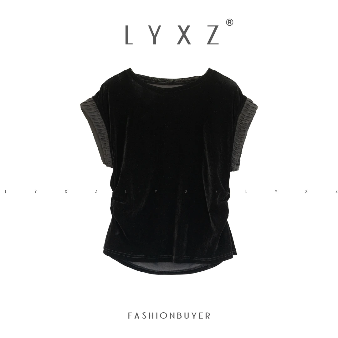 LYXZ x 大小与【柔焦雕塑】新款小众显瘦洋气小飞袖女装上衣80044