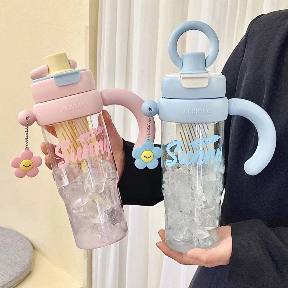 2025ins水杯大容量高颜值新款塑料女生吸管杯子简约便携防摔双饮