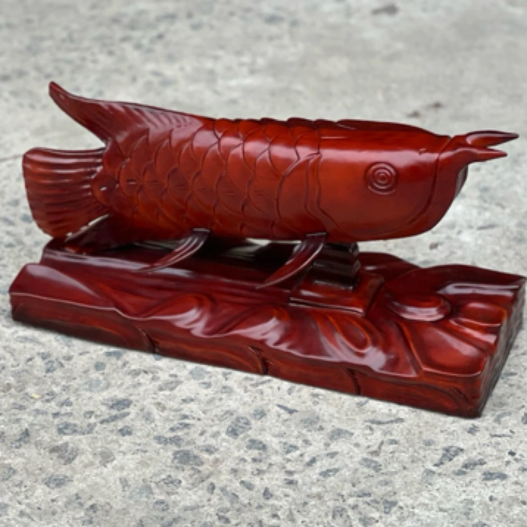 KL-印度尼西亚雨木纯手工雕刻工艺品摆件金龙鱼