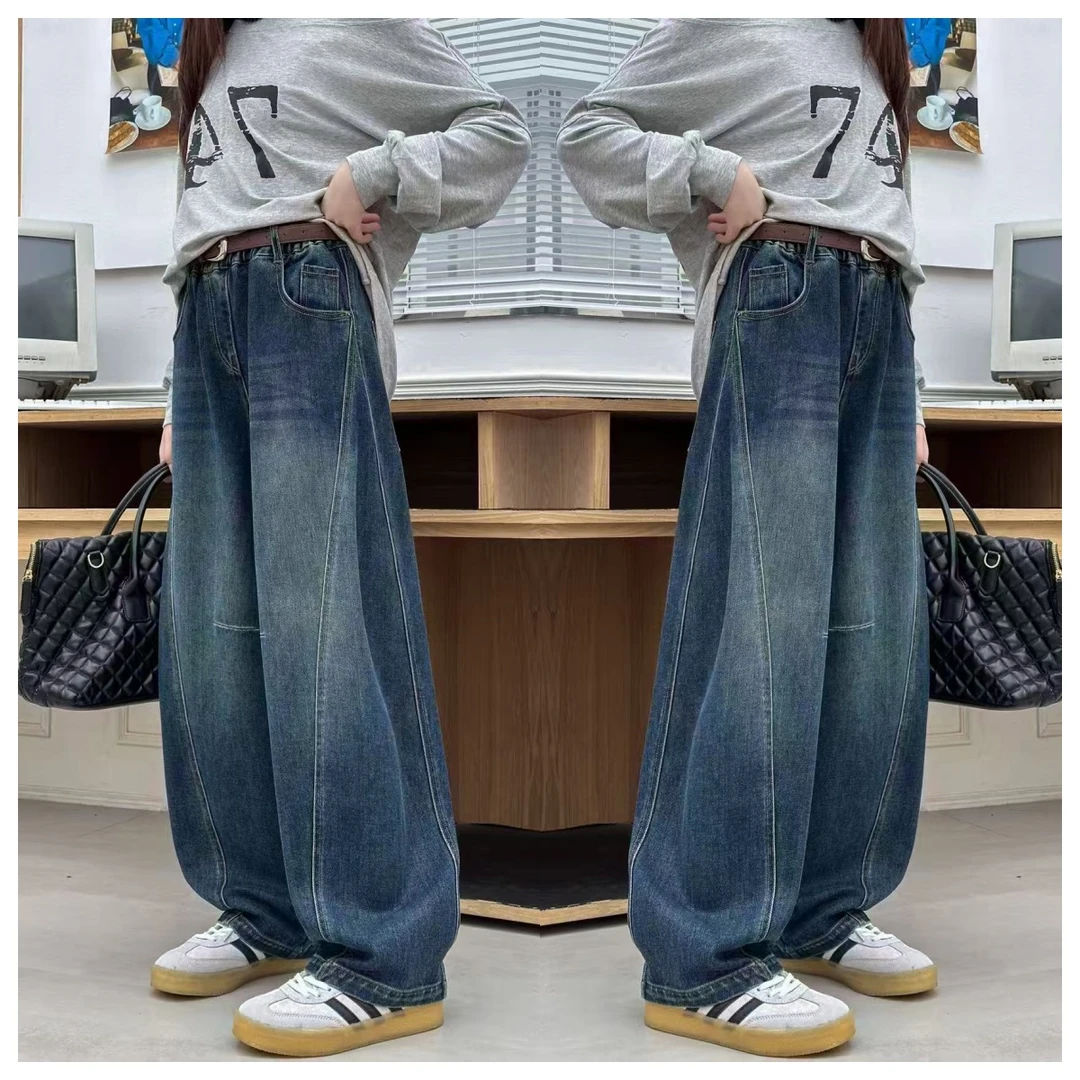 *【实体品质 弹力牛仔】秋季新款时尚女童弯刀牛仔裤&28105