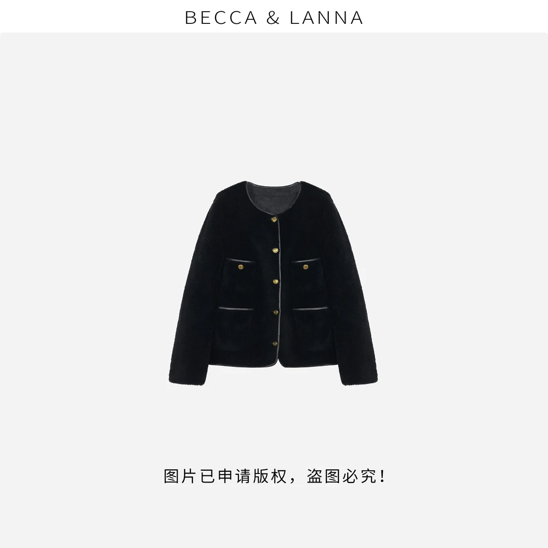 D0207 女士秋冬休闲气质圆领绵羊毛皮草外套 女装