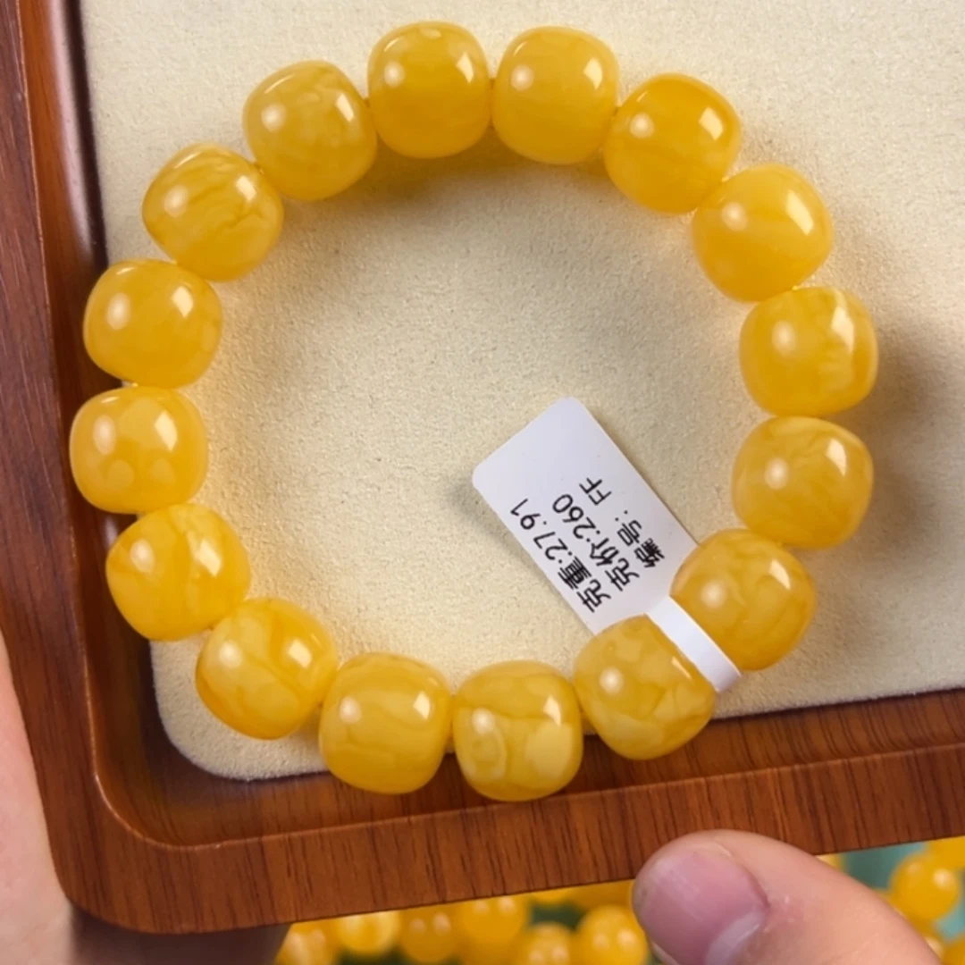 琥珀未镶嵌手链27.91g焦皮同料老型14mm ff