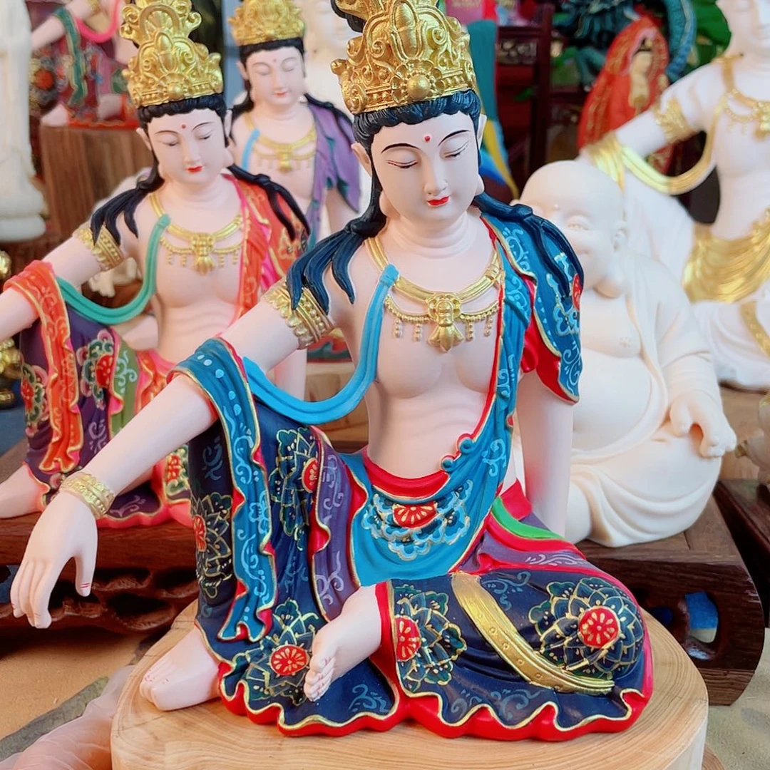 只***皮石材自在观音摆件