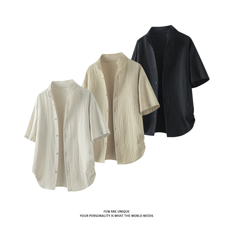 轻奢衬衫男短袖衬衣宽松男装中国风夏季轻奢男士休闲外套半袖上衣