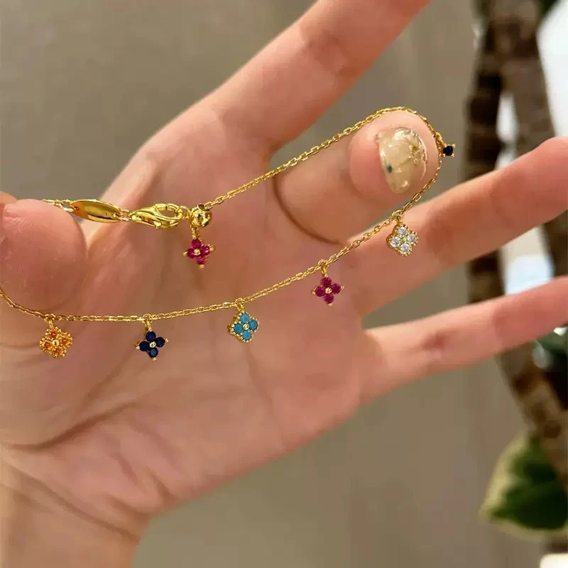 铜合金手链 幸运四叶花迷你手链轻奢高级感