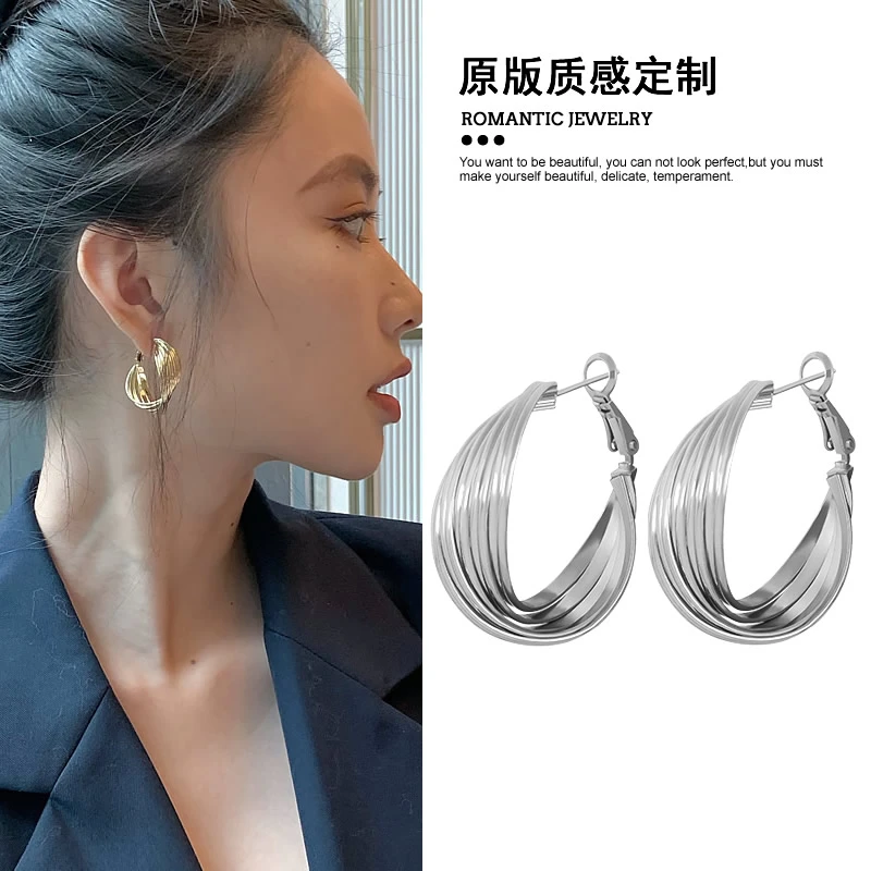 合金耳饰 银针复古金色耳环女轻奢耳饰耳钉2025新款爆款高级耳圈