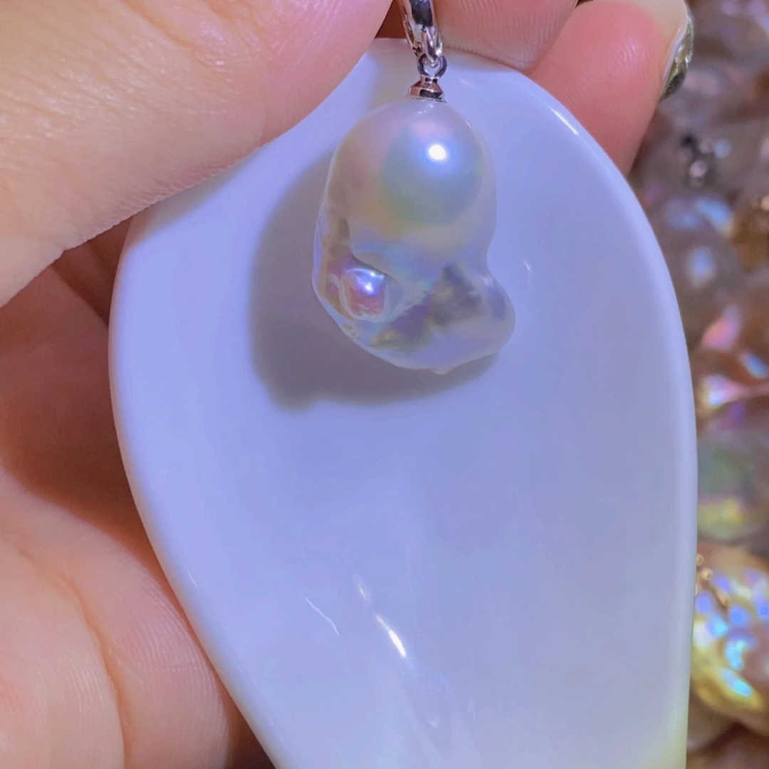 银S925镶嵌淡水珍珠微瑕