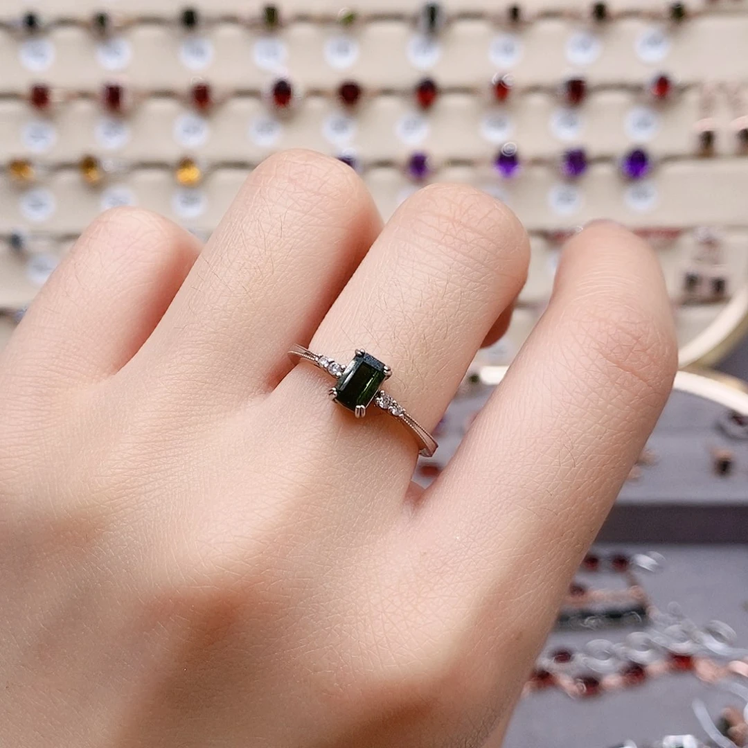 碧玺戒指银S925镶嵌戒指