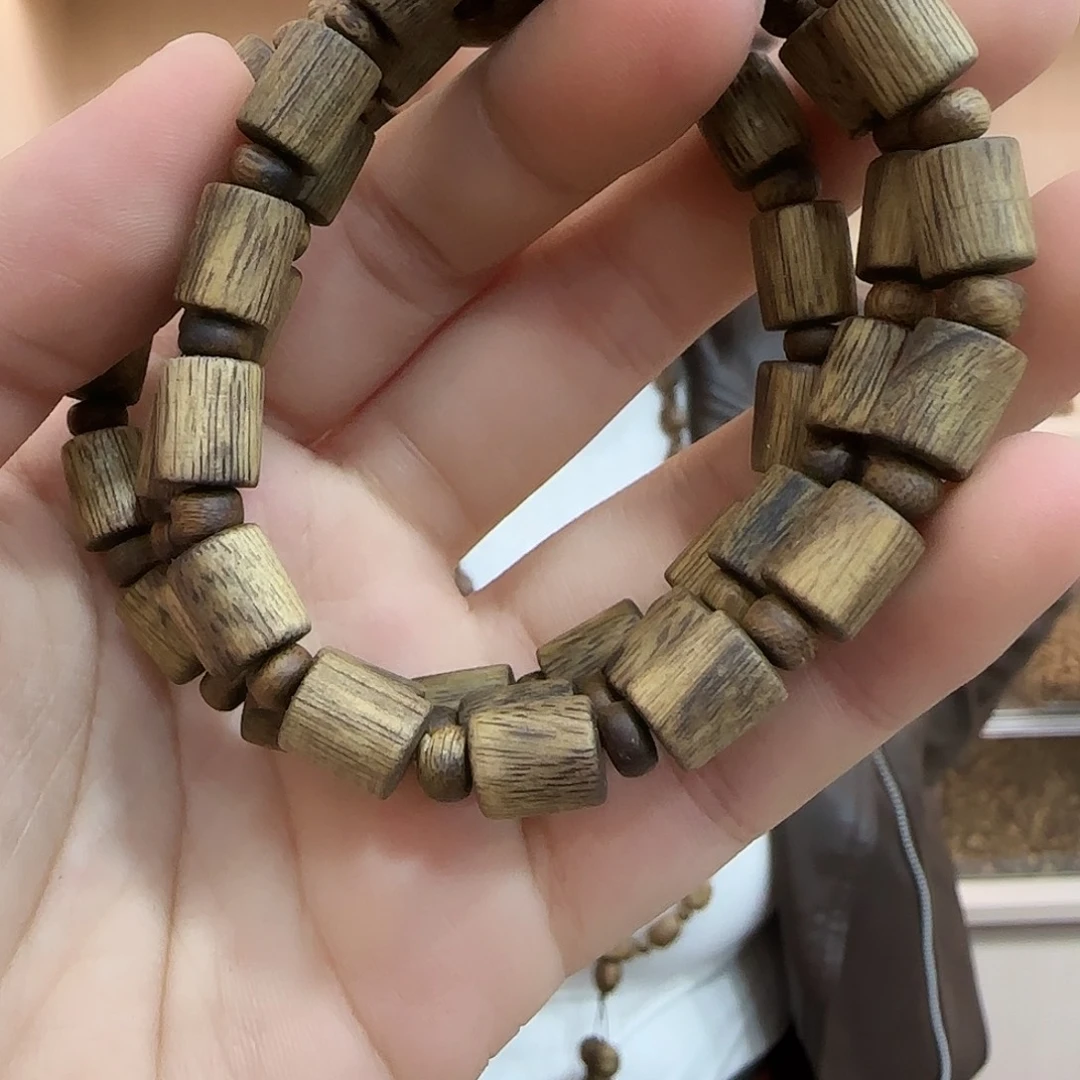 沉香碎屑沉香卡7老白棋桶珠隔算盘珠单圈