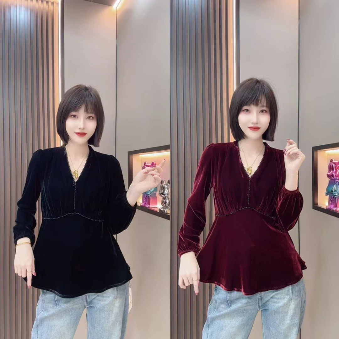 敏宝儿➕8938顶珠丝绒上衣