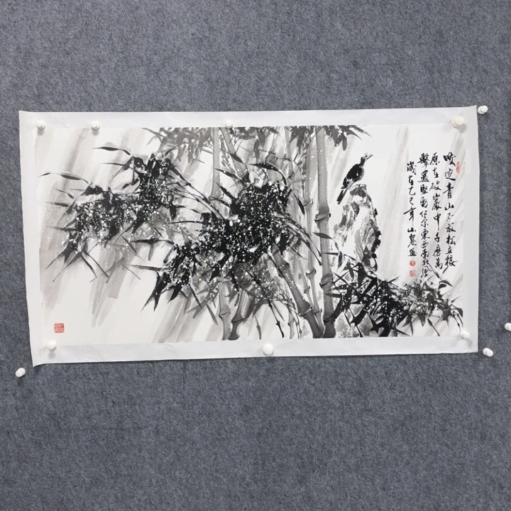 国画咬定青山不放松竹子绘画作品