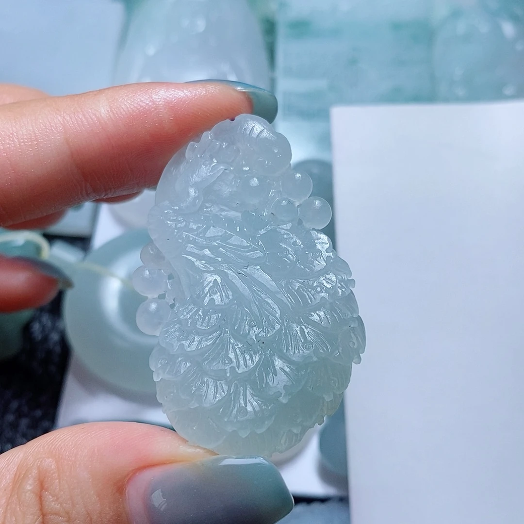 定制翡翠未镶嵌毛货付款后确认抛光