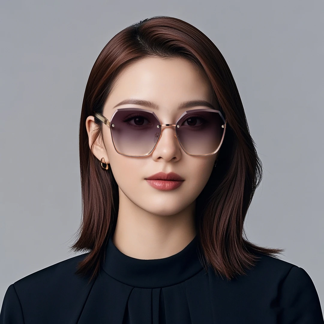 目奢时尚素颜防紫外线气质轻奢高级感多边形太阳镜1106